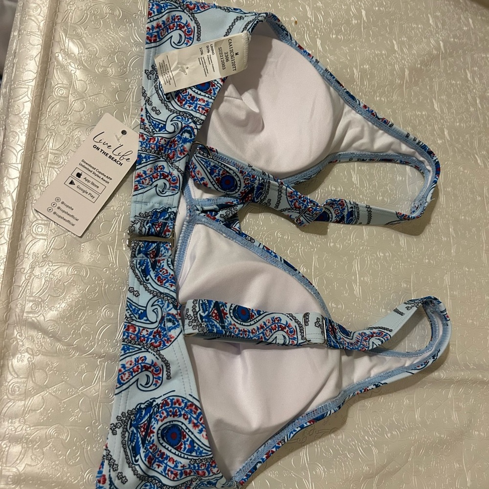 Blue cupshe bikini triangle, top medium